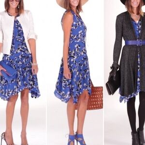 NWT Cabi Floral Untamed Dress Women's S Blue Cottagecore Peasant Retro 90s